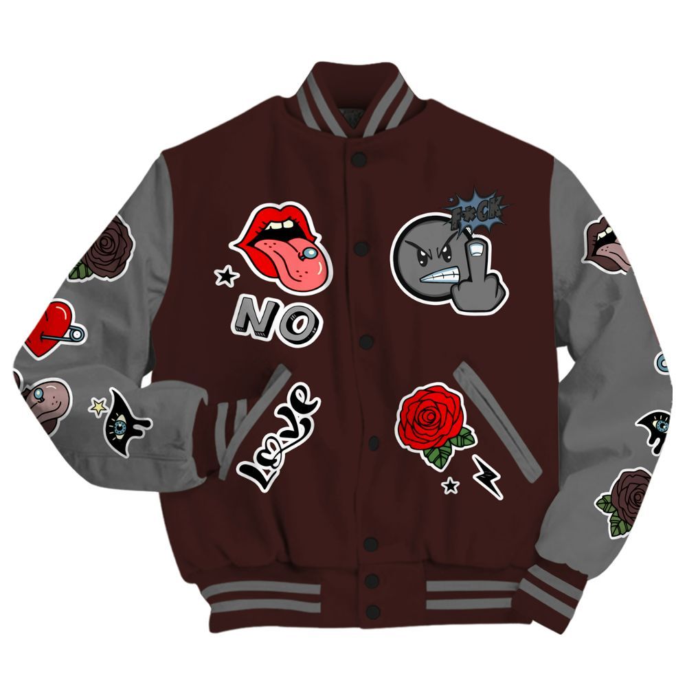 Varsity Jacket To Match Burgundy 5s - FK Around Find Out All Over Print
