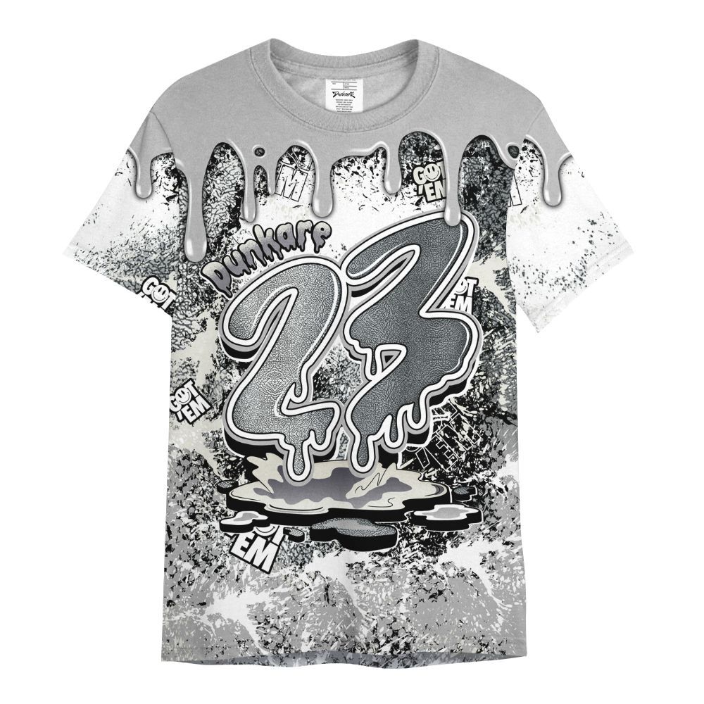 Shirt To Match Cement Grey Silver 3s - Dripping 23 Drip All Over Print