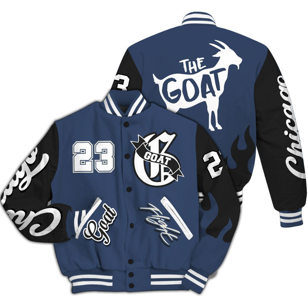 Varsity Jacket To Match Diffused Blue 3s - The G.O.A.T Flight Streetwear All Over Print