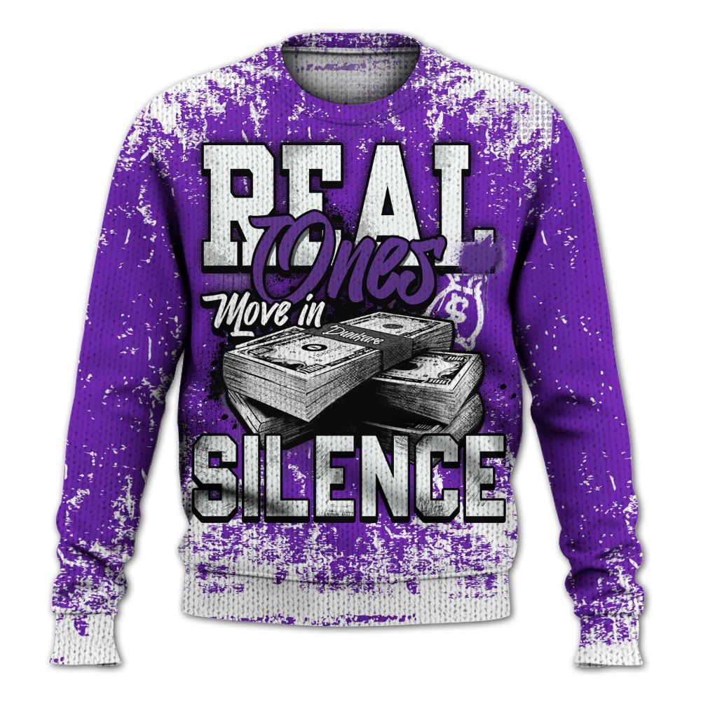 Knitted Sweater To Match Retro Dark Iris 3s - Move In Silence Money Street Retro
