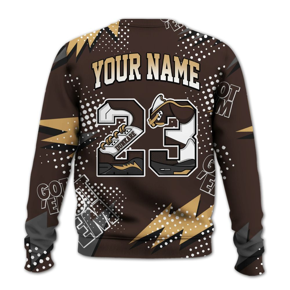 Sweatshirt To Match 2025 Retro Earth 5s - Custom Name Number 23 5s All Over Print