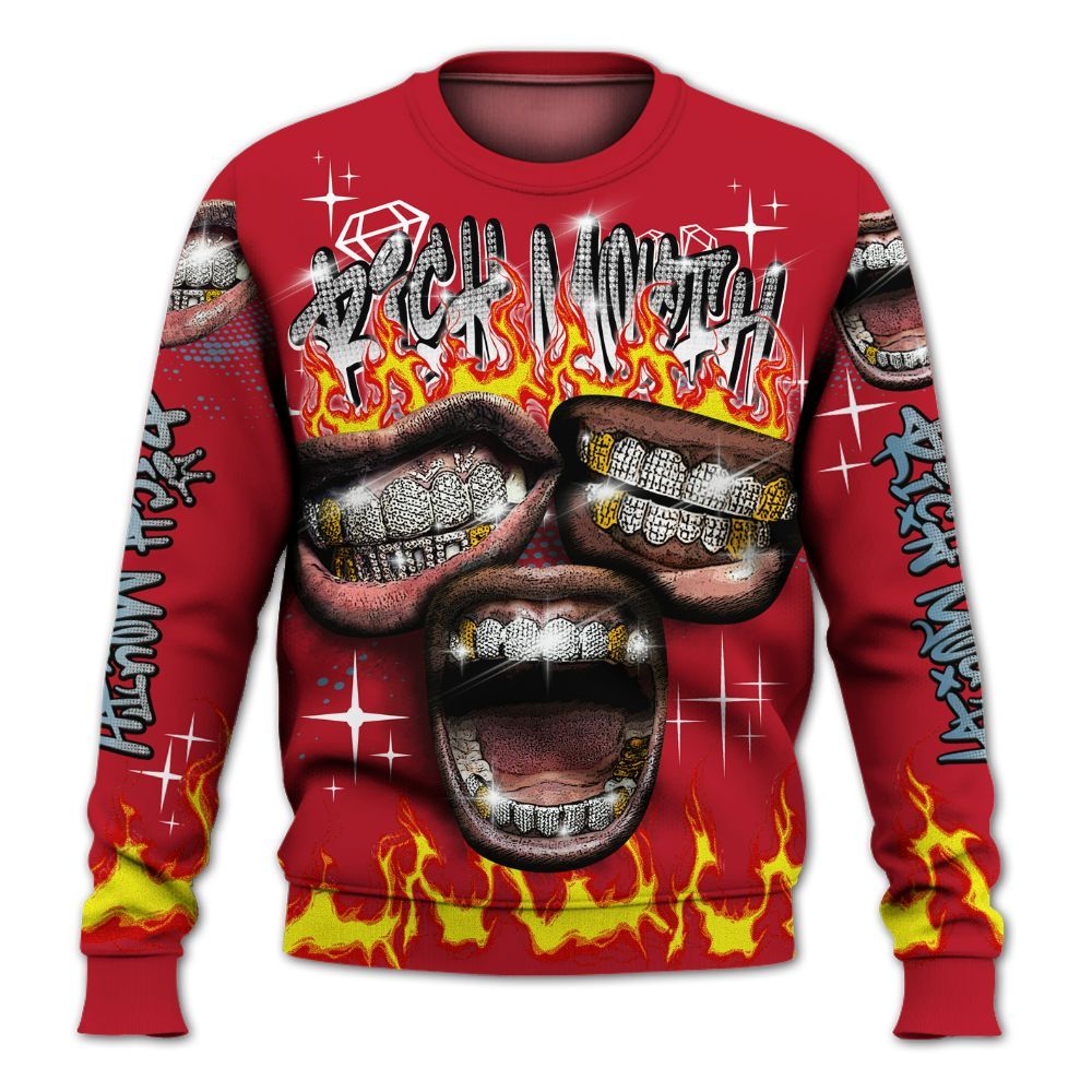 Sweatshirt To Match Retro Raging Bull 5s - Rich Mouth Fire Rap Retro 90s All Over Print