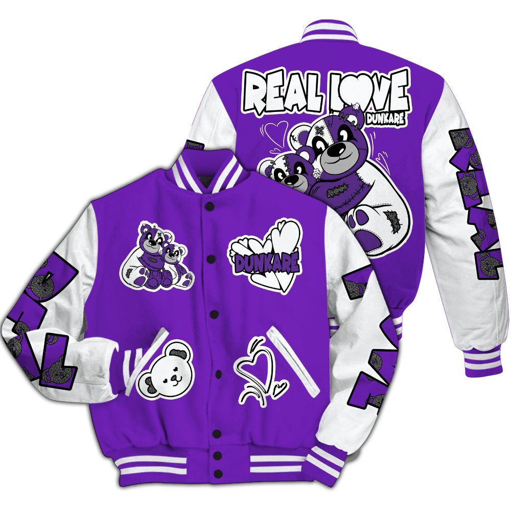 Varsity Jacket To Match Retro Dark Iris 3s - Sincere Fondness Bear All Over Print