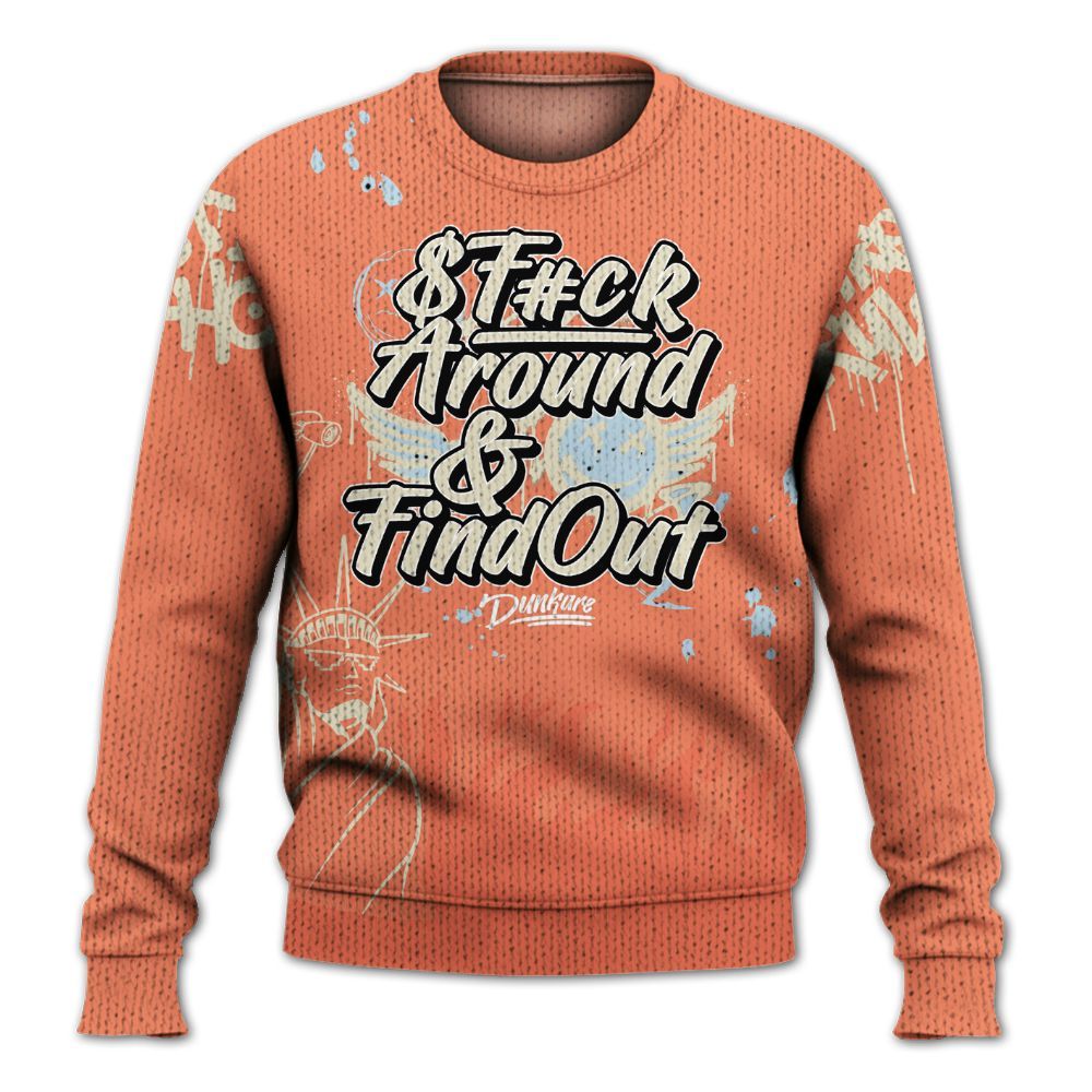 Knitted Sweater To Match DJ Khaled Crimson Bliss 5s - Graphic Fck Around Find Out