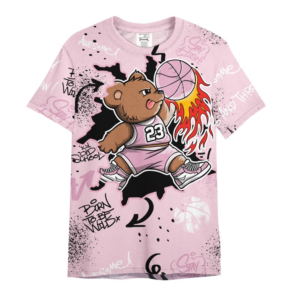 Shirt To Match Orchid 4s - Number 23 Basketball Bear Custom Name All Over Print