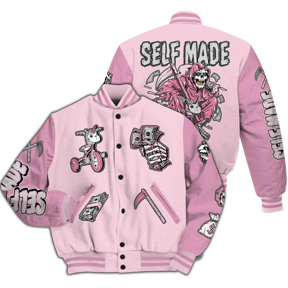 Varsity Jacket To Match Orchid 4s - Self Make Skeleton All Over Print