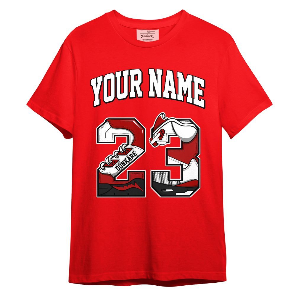 Shirt To Match Low Terror White University Red 1s - Custom Name 23 5s Graphic
