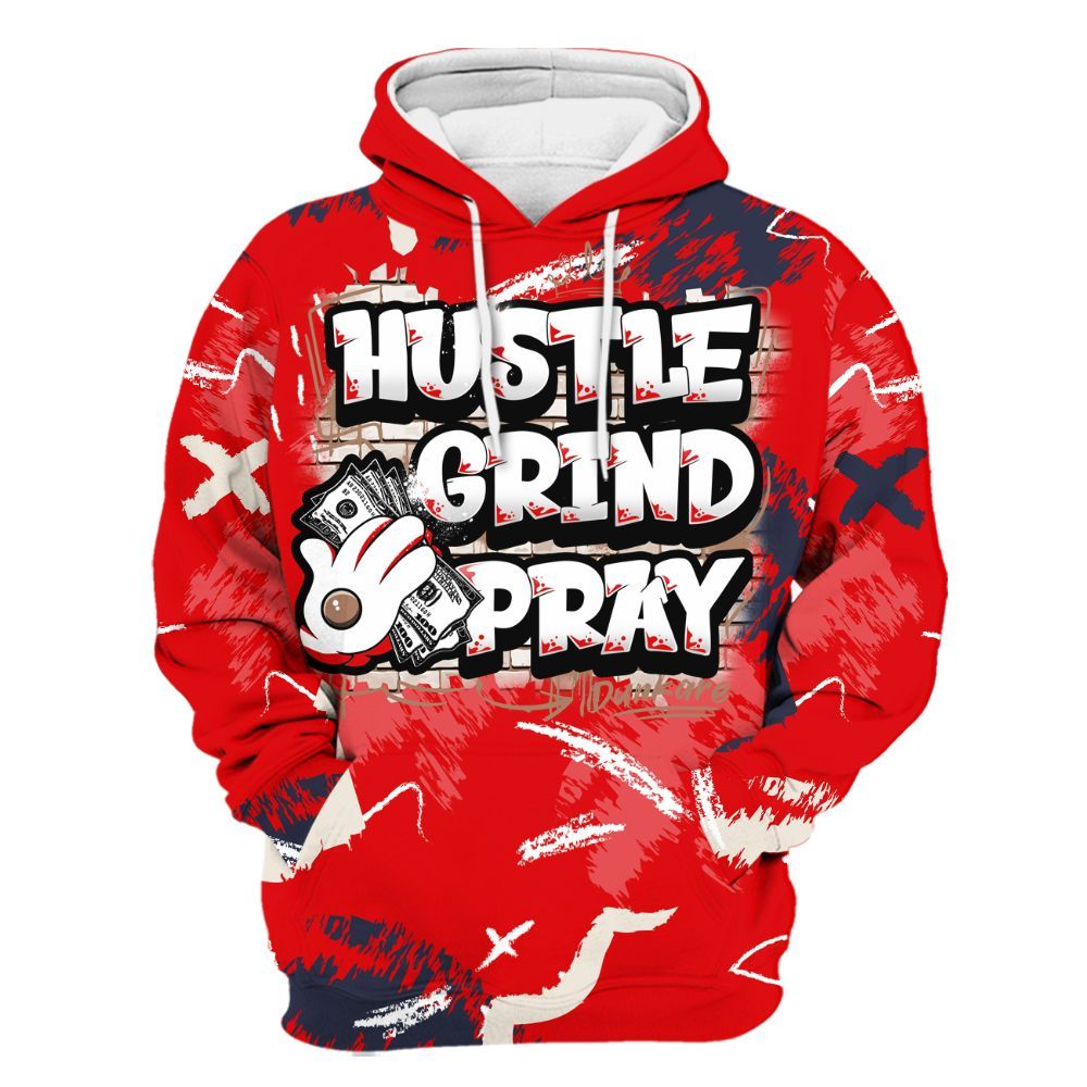 Hoodie To Match Low OG Howard Bison 1s - Hustle Grind Pray Retro All Over Print