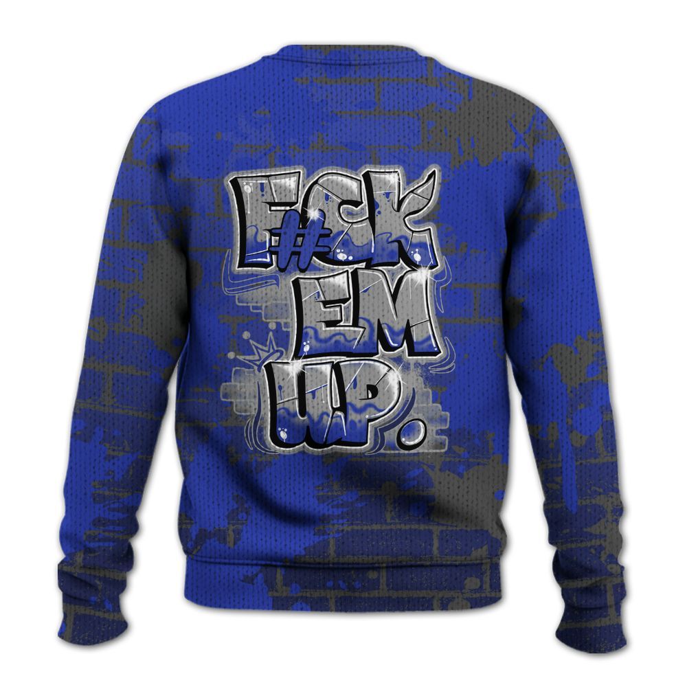Knitted Sweater To Match Air Max Plus Black Racer Blue - F#ck Em Graphic Brick Art