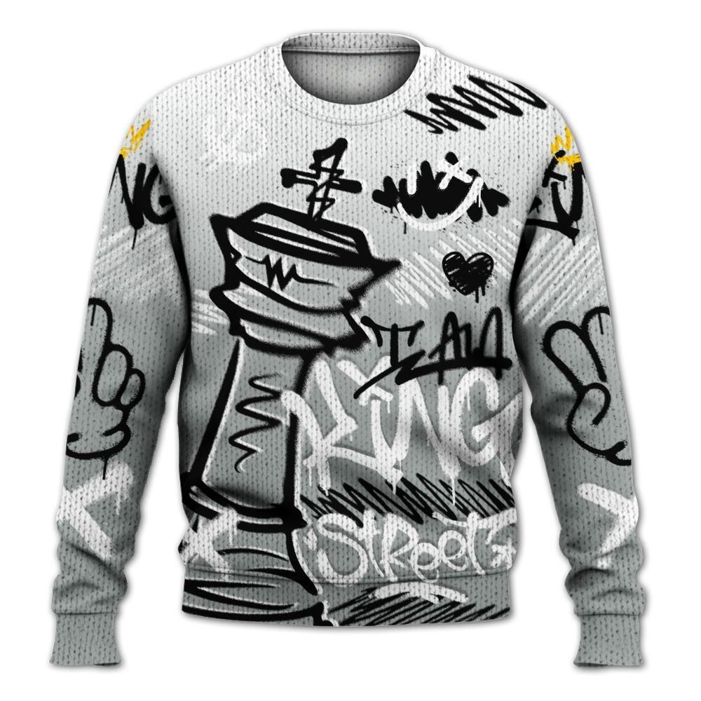 Knitted Sweater To Match Dunk Low White Light Smoke Grey - Street King Chess Streetwear