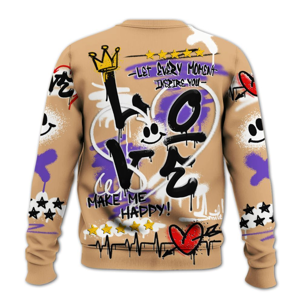 Sweatshirt To Match SE Afrobeats 7s - Happy Love Beats Graffiti Streetwear All Over Print