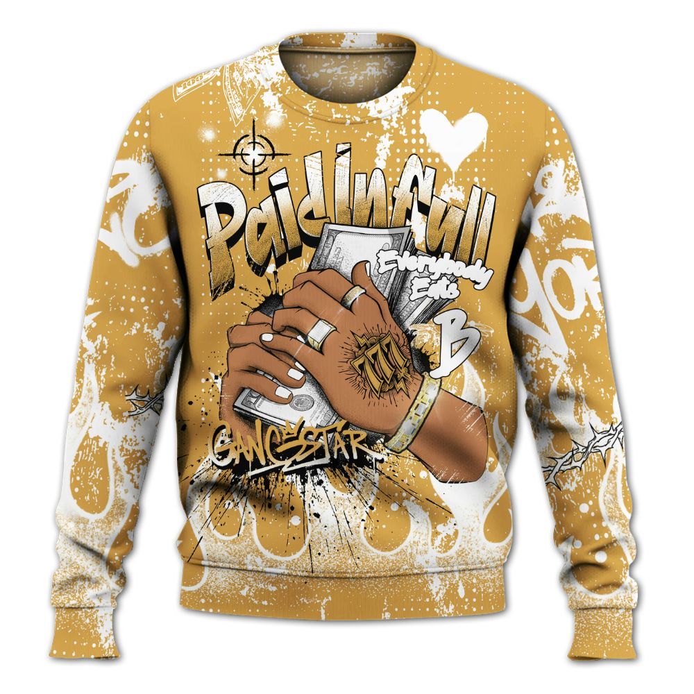 Sweatshirt To Match Low OG Rookie Of The Year 1s - Lucky Money Paid In Full Graffiti All Over Print