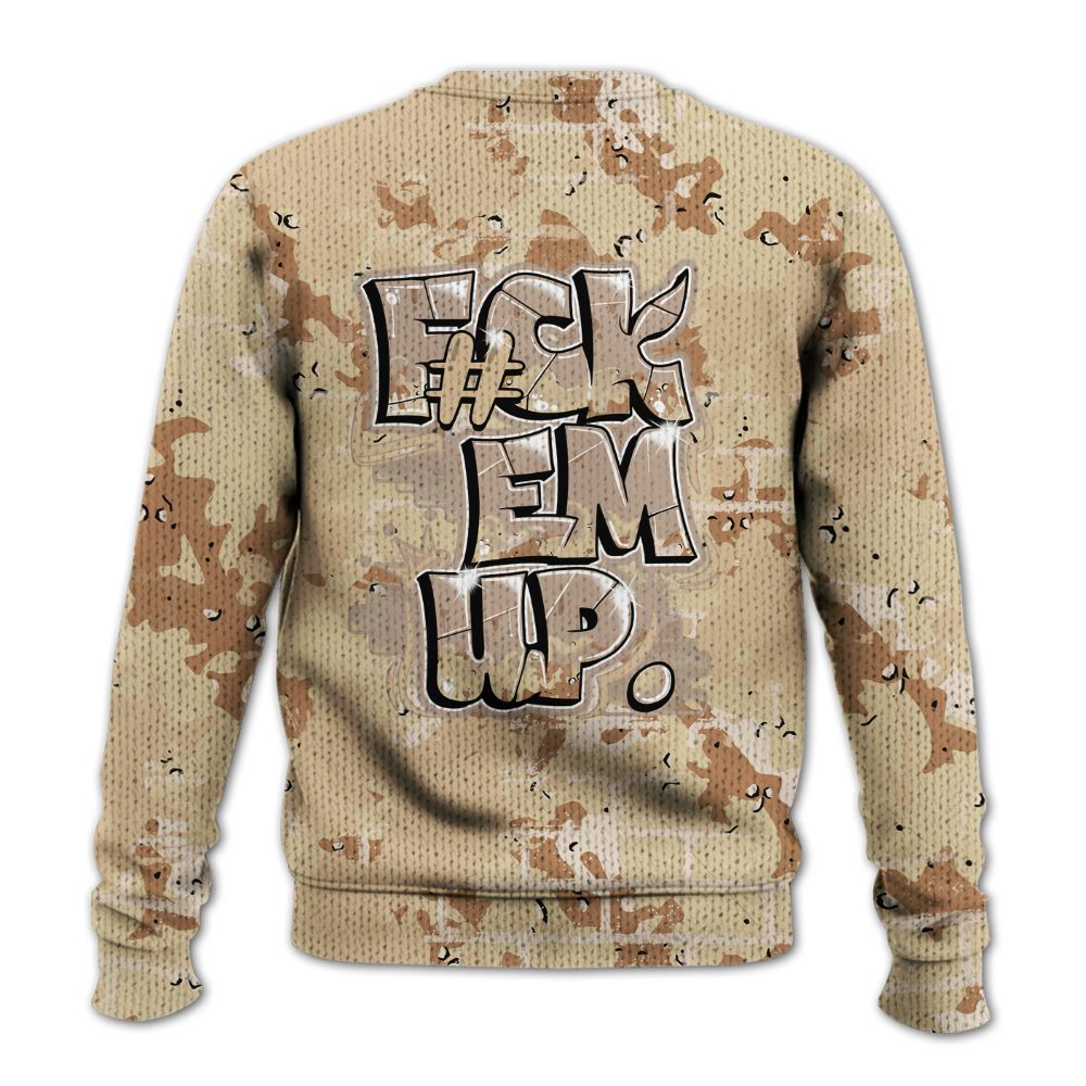 Knitted Sweater To Match Desert Camo 3s - F#ck Em Graphic Brick Art