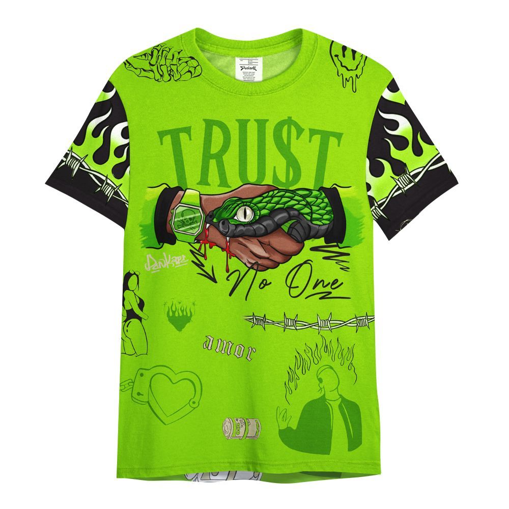 Shirt To Match Electric Green 6s - Snake Trust No One All Over Print