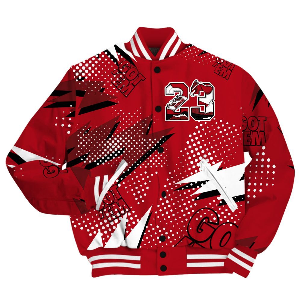 Varsity Jacket To Match Bred Velvet 11s Shirt, Custom Name Number 23 5s All Over Print