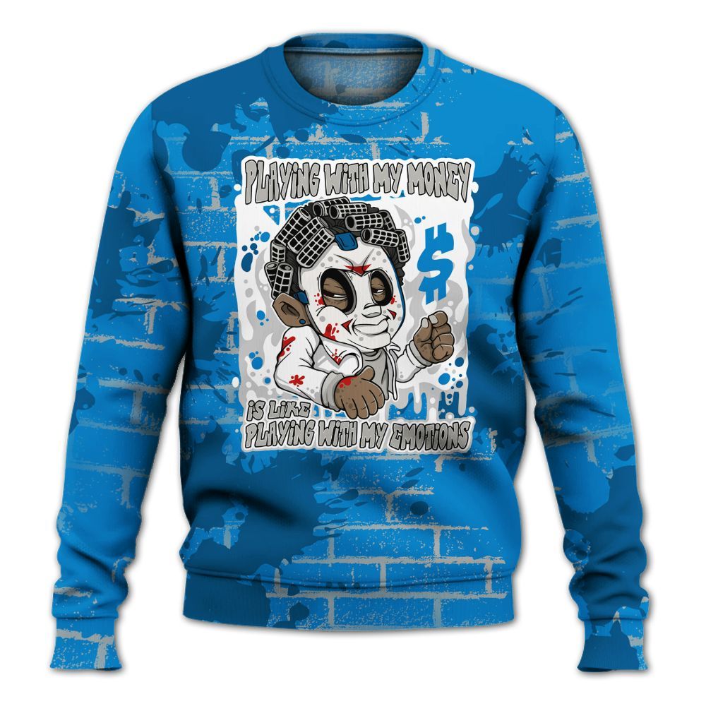 Sweatshirt To Match Military Blue 4s - Playing With My Money Graphic Halloween All Over Print