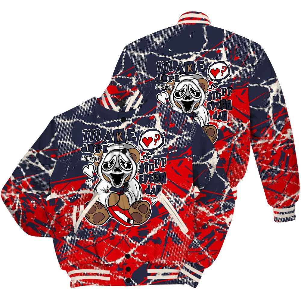 Varsity Jacket To Match Low OG Howard University 1s Shirt - Make Dopes Bear Profound All Over Print
