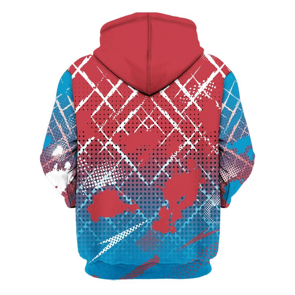 Hoodie To Match High OG University Red Dark Powder Blue 1s - Halftone Stand Business Dripping All Over Print
