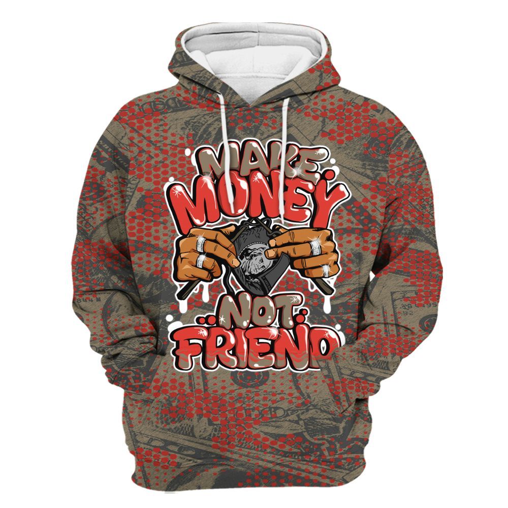 Hoodie To Match Olive 9s - Make Moneys Not Friend Graphic Banknotes All Over Print