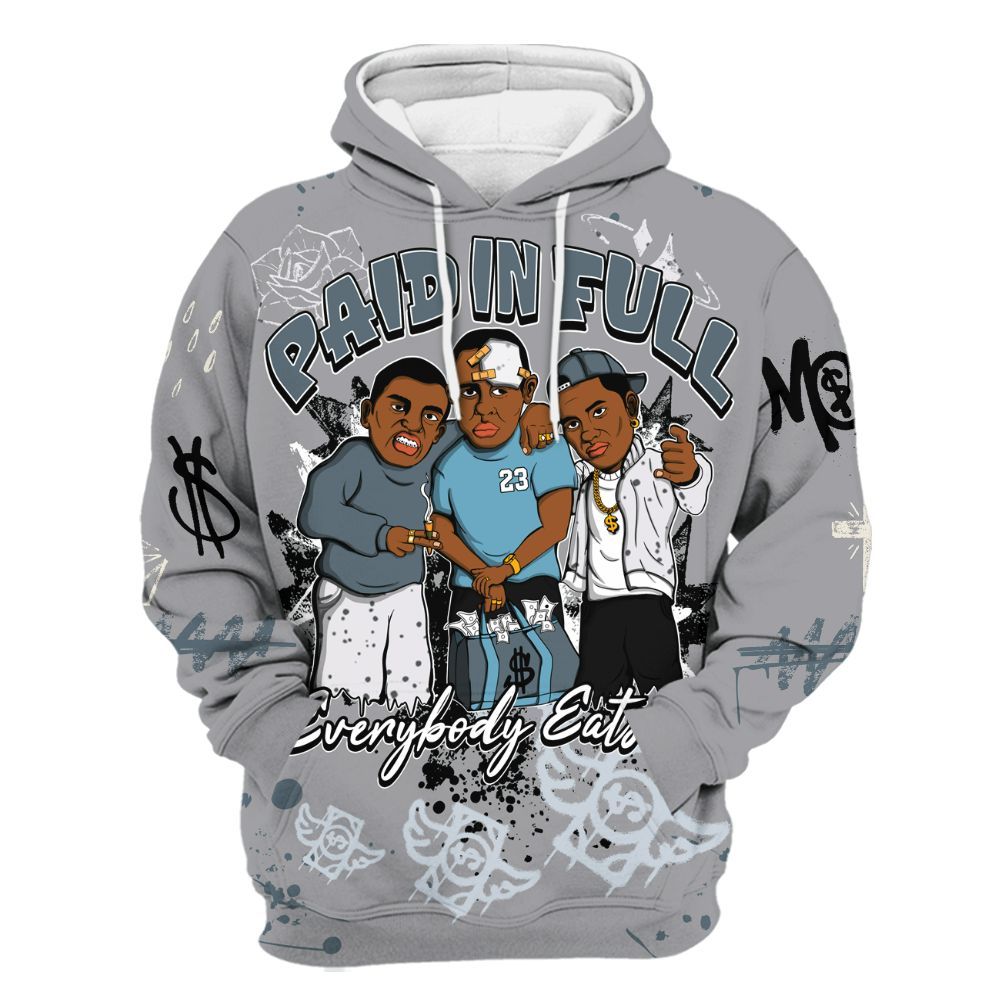 Hoodie To Match Retro Light Graphite Wolf Grey 5s - Everybody Paid In Full Crayon All Over Print