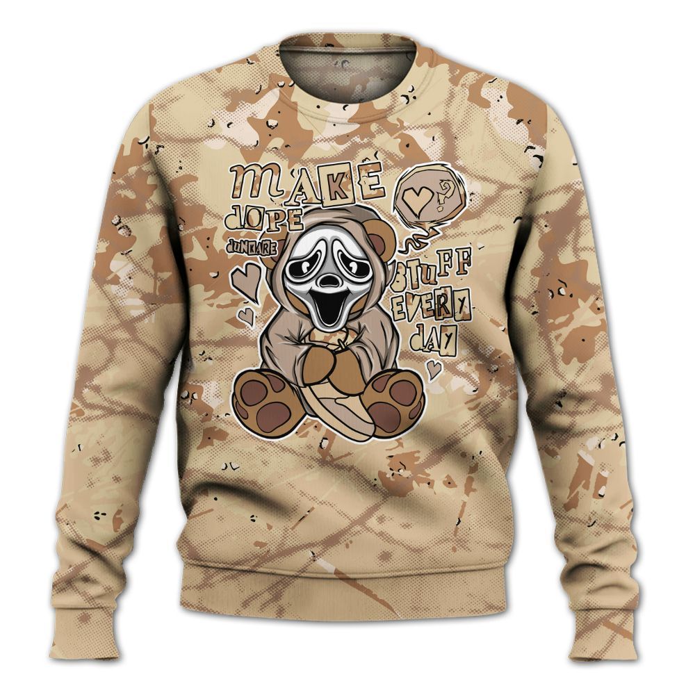 Sweatshirt To Match Desert Camo 3s - Make Dopes Bear Profound All Over Print