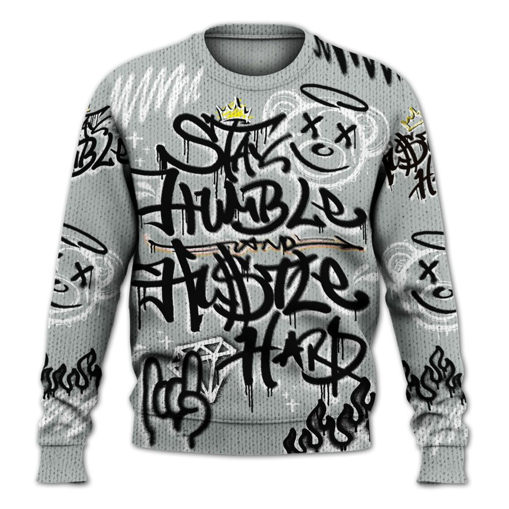 Knitted Sweater To Match Black Wolf Grey 12s - Humble Drip Streetwear Graffity