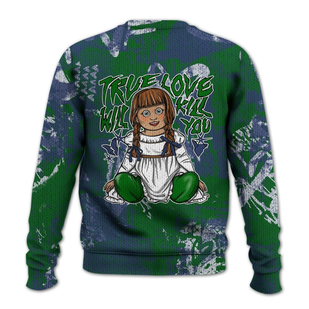 Knitted Sweater To Match Midnight Navy 13s - Genuine Loves Bear Heart Grunge