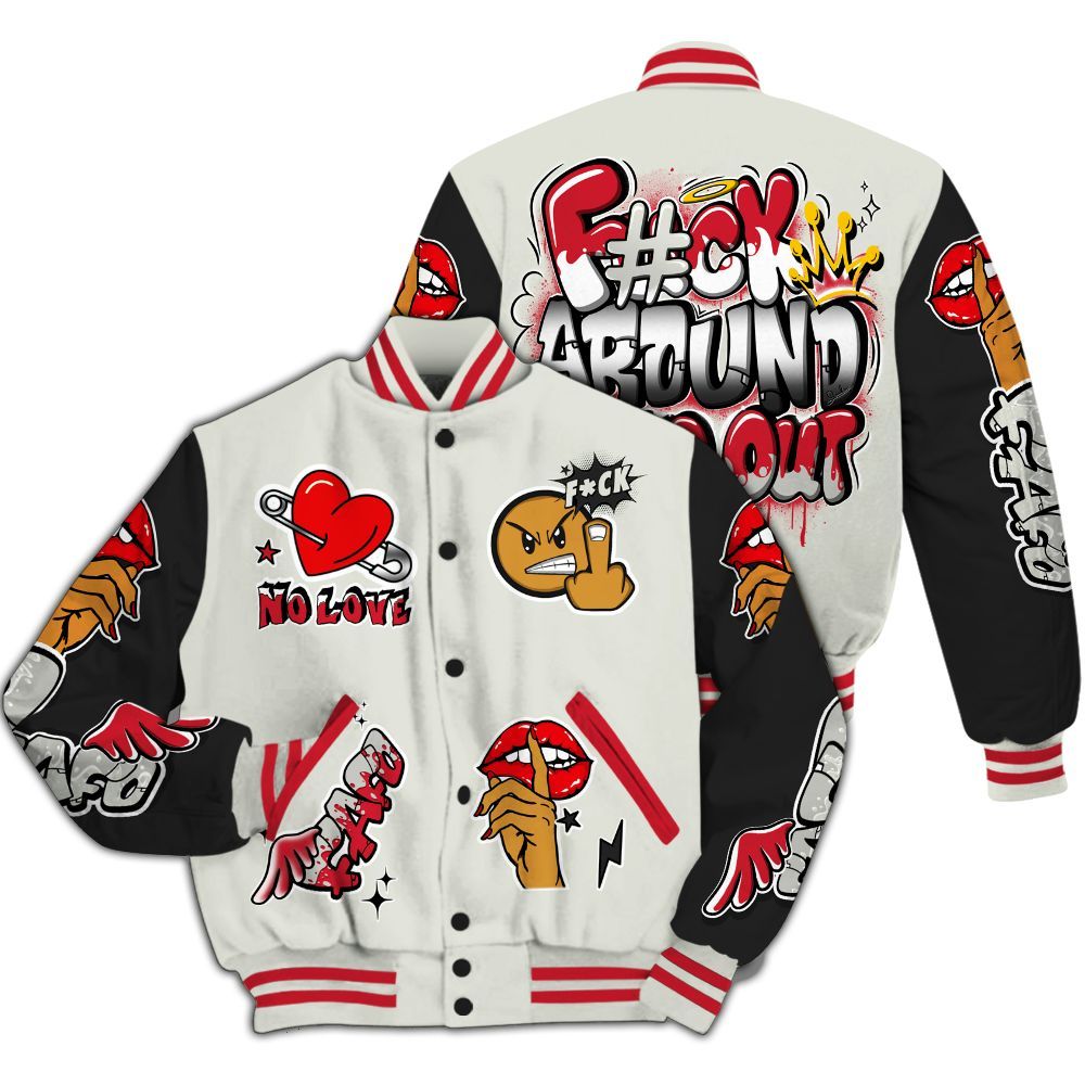 Varsity Jacket To Match Flight Club 4s - FK Around Find Out All Over Print
