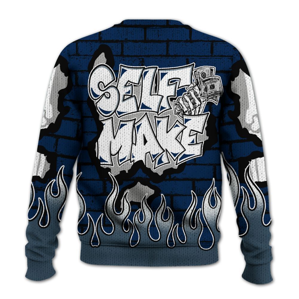 Knitted Sweater To Match SB White Navy 4s - Self Make Skeleton Crashed