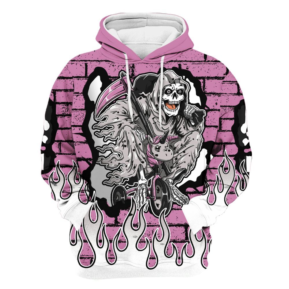 Hoodie To Match Neutral Grey Black White Orchid 4s - Self Make Skeleton Crashed All Over Print
