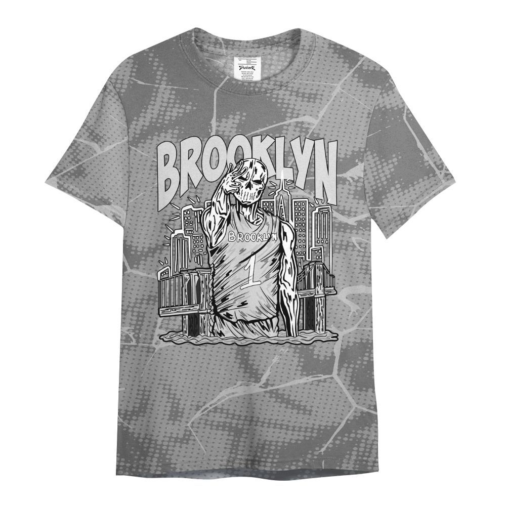 Shirt To Match Black Wolf Grey 12s - Brooklyn's Skeleton Crack All Over Print