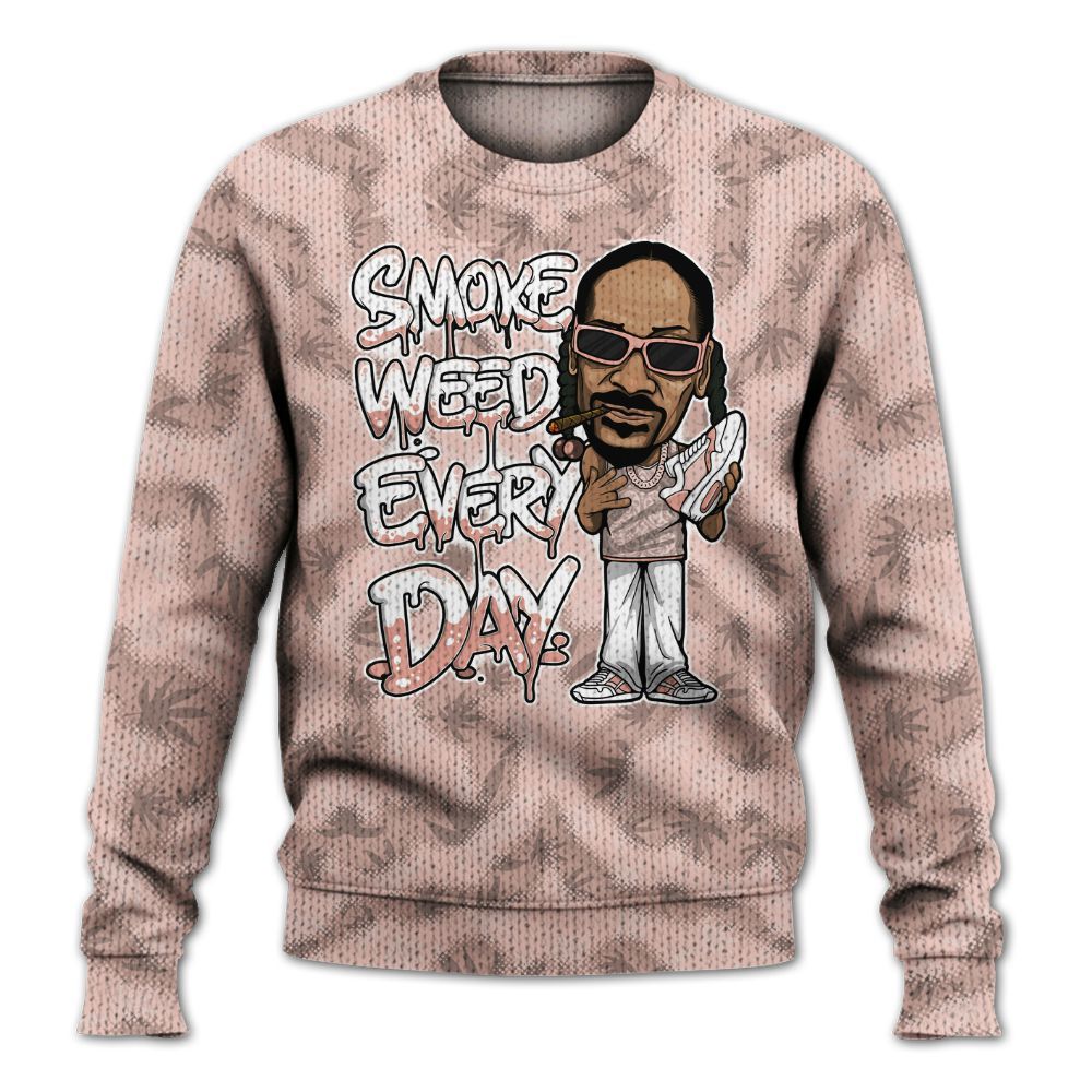Knitted Sweater To Match Low Legend Pink 11s - Smoking Every Day Graphic Weeding Art