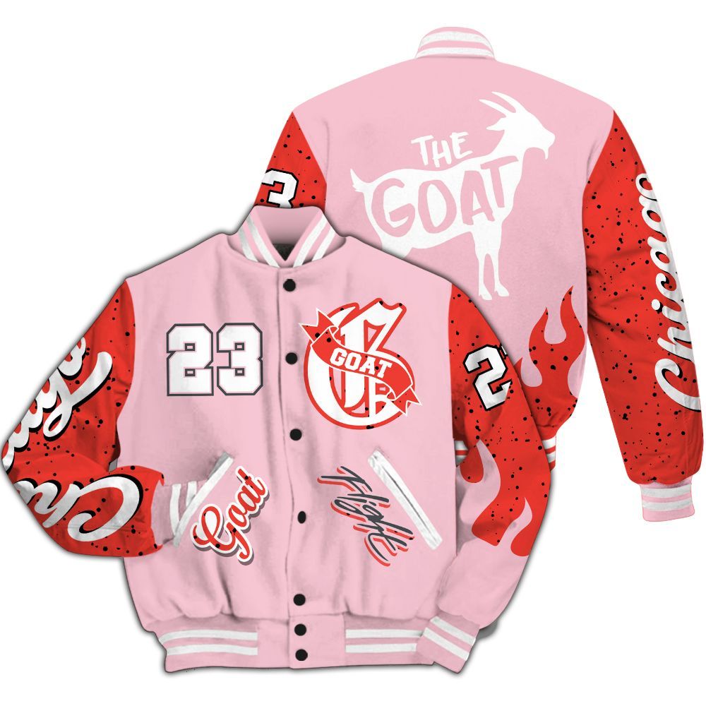 Varsity Jacket To Match Retro Awake Arctic Pink - The G.O.A.T Streetwear All Over Print