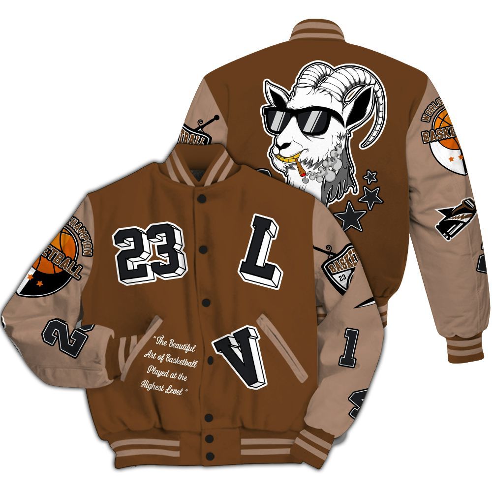 Varsity Jacket To Match Archaeo Brown 3s - The GOAT Got Em Streetwear All Over Print