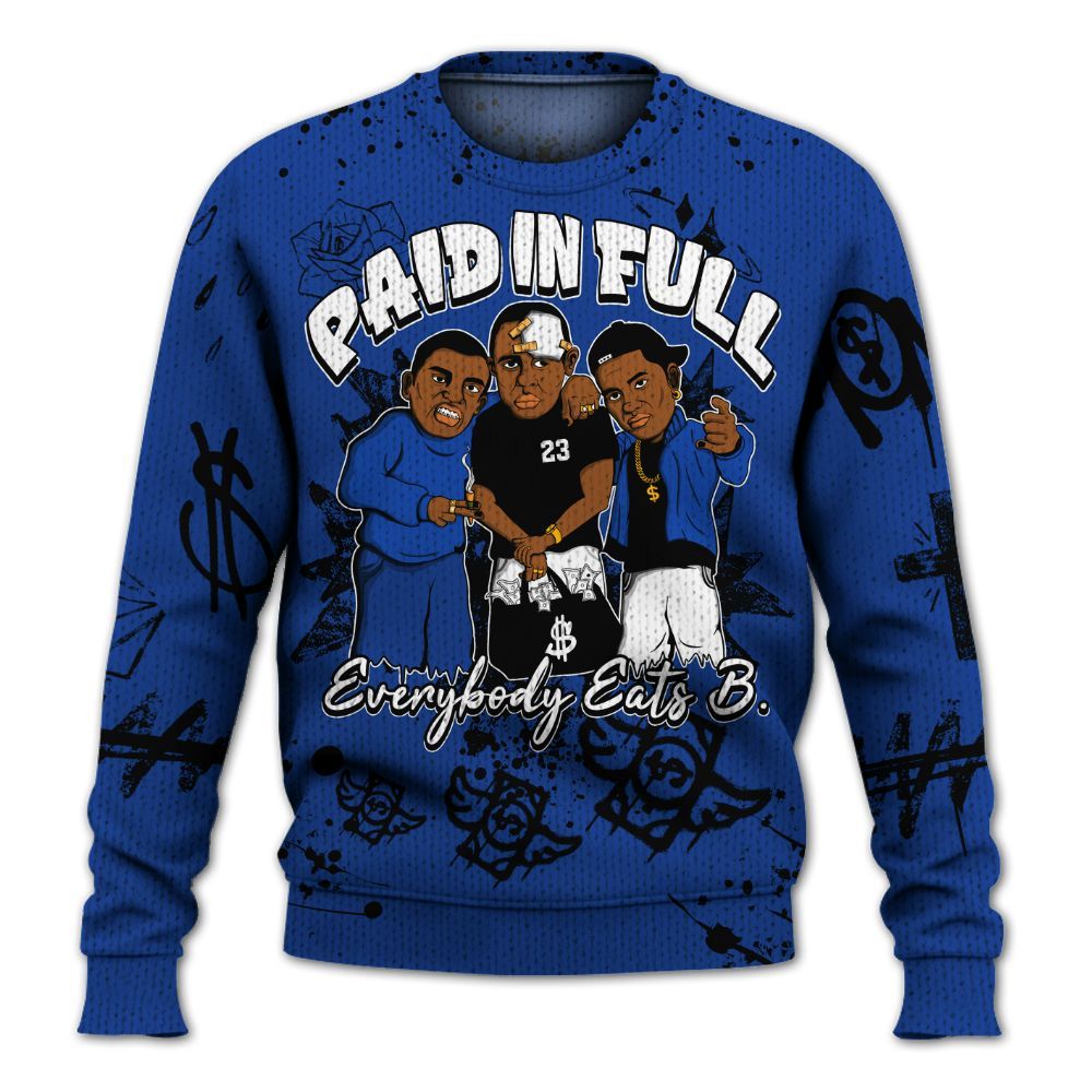 Knitted Sweater To Match Air Foamposite One Royal - Everybody Paid In Full Crayon