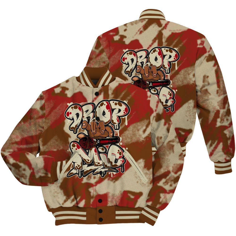 Varsity Jacket To Match Archaeo Brown 5s Shirt - Drop Mic Abstract All Over Print