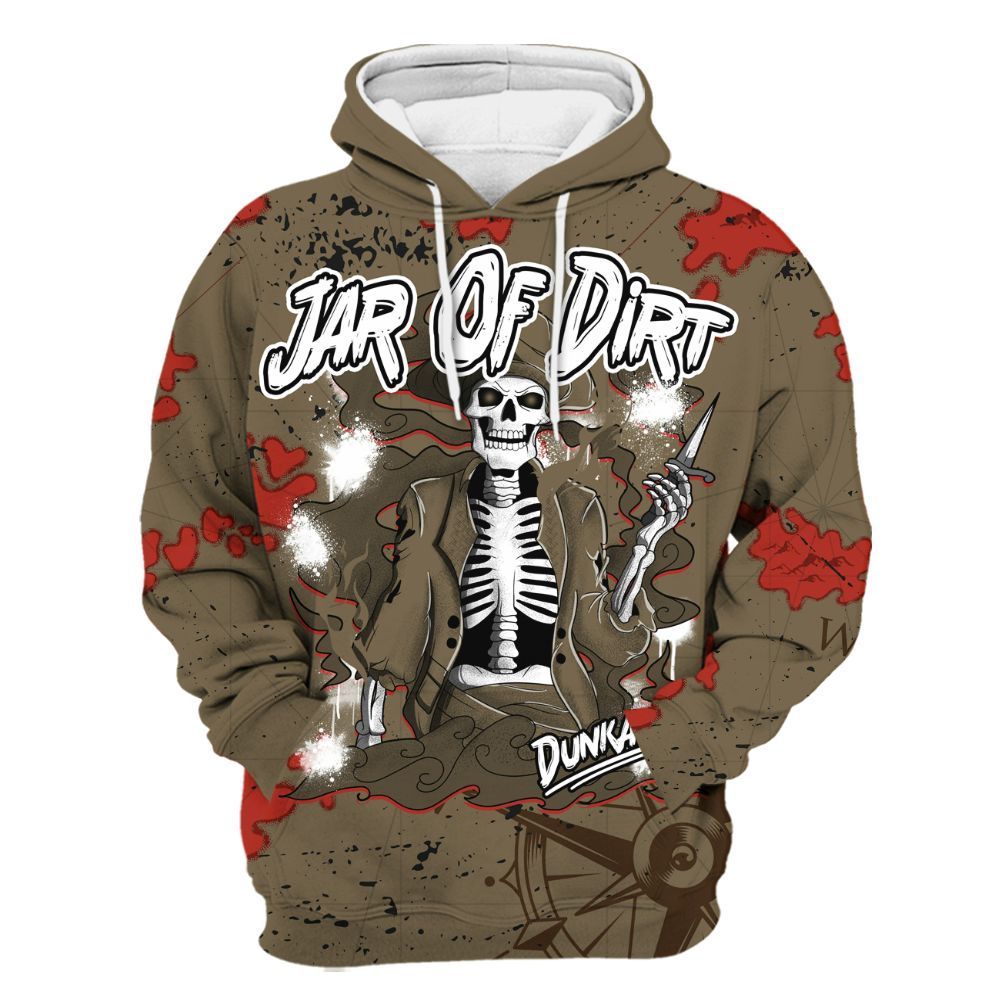 Hoodie To Match Olive 9s - Skeleton Jar Of Dirt Retro All Over Print