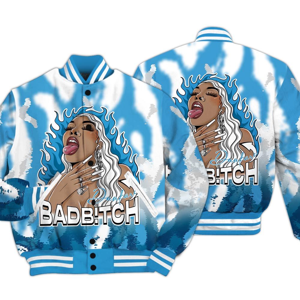 Varsity Jacket To Match Powder Blue 9s - Bad B!tch Burn Varsity Jacket Unisex