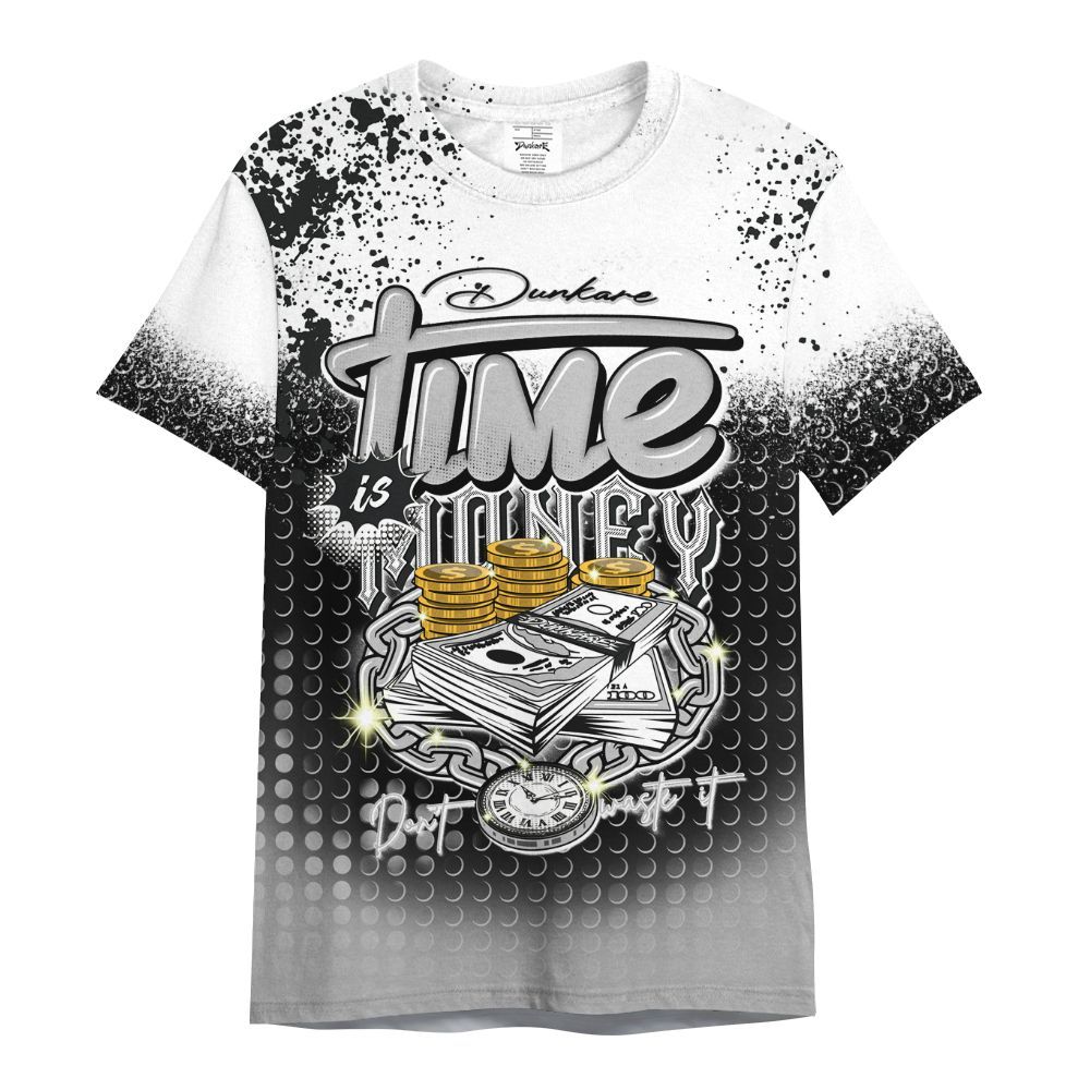 Shirt To Match Low 85 Metallic Black 1s - Halftone Time Is Money All Over Print