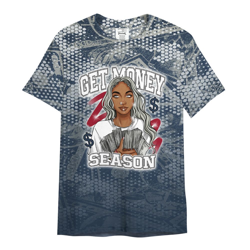 Shirt To Match White Midnight Navy 6s - Get Moneys Season Banknote All Over Print