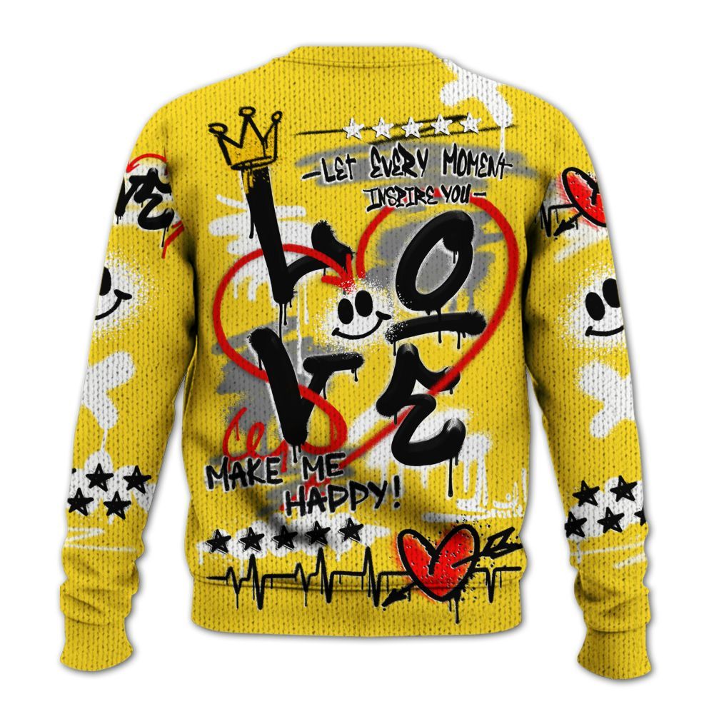 Knitted Sweater To Match Retro Thunder 4s - Happy Love Beats Graffiti Streetwear