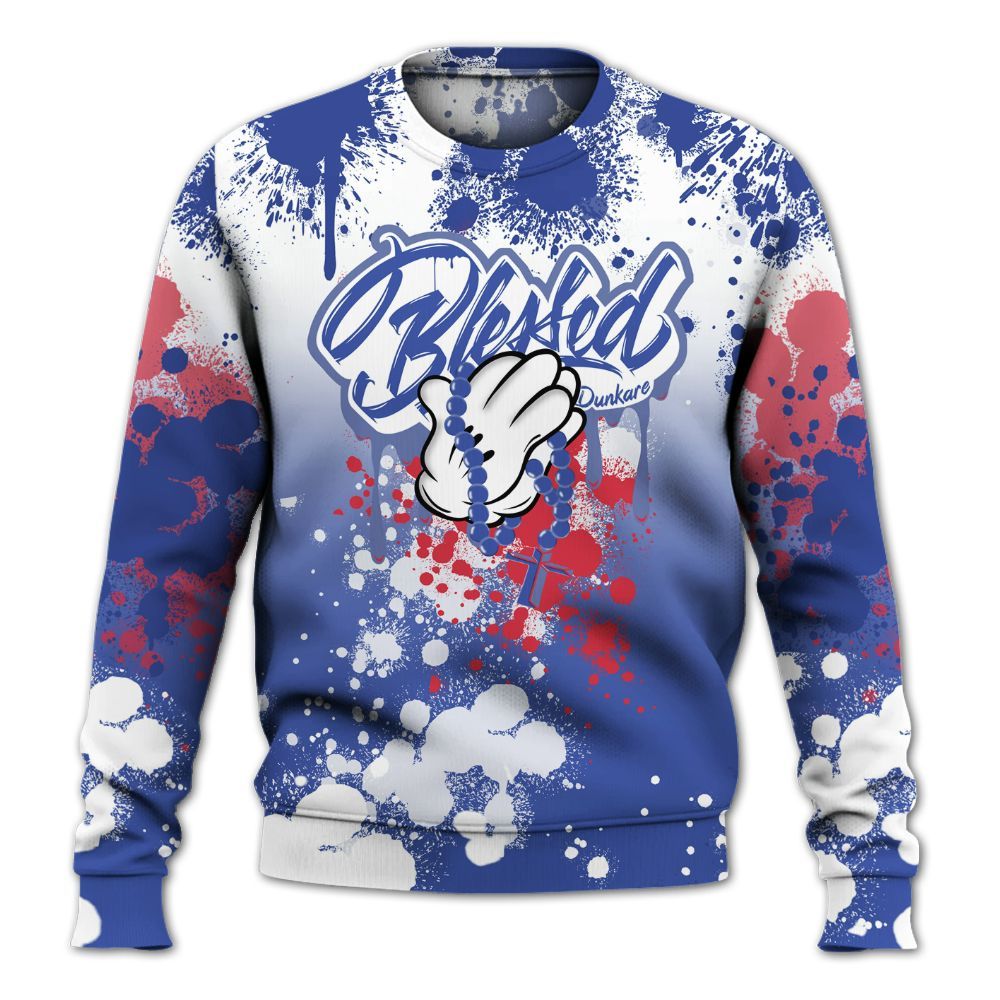 Sweatshirt To Match Air Griffey Max USA Red White Blue 1s - God Blessed Ink Drip All Over Print
