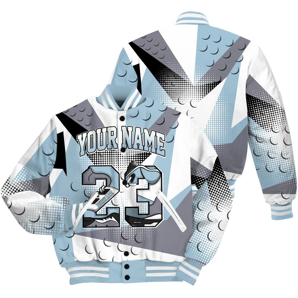 Varsity Jacket To Match Chambray 7s Shirt, Poly Custom Name Number 23 5s All Over Print