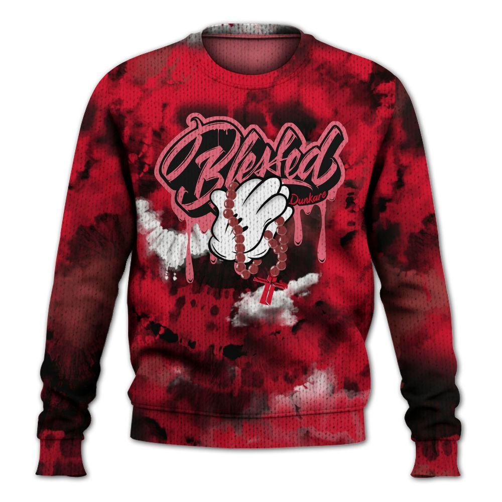 Knitted Sweater To Match Air Max Sunder Gore Tex Fire Red - God Blessed Tie Dye
