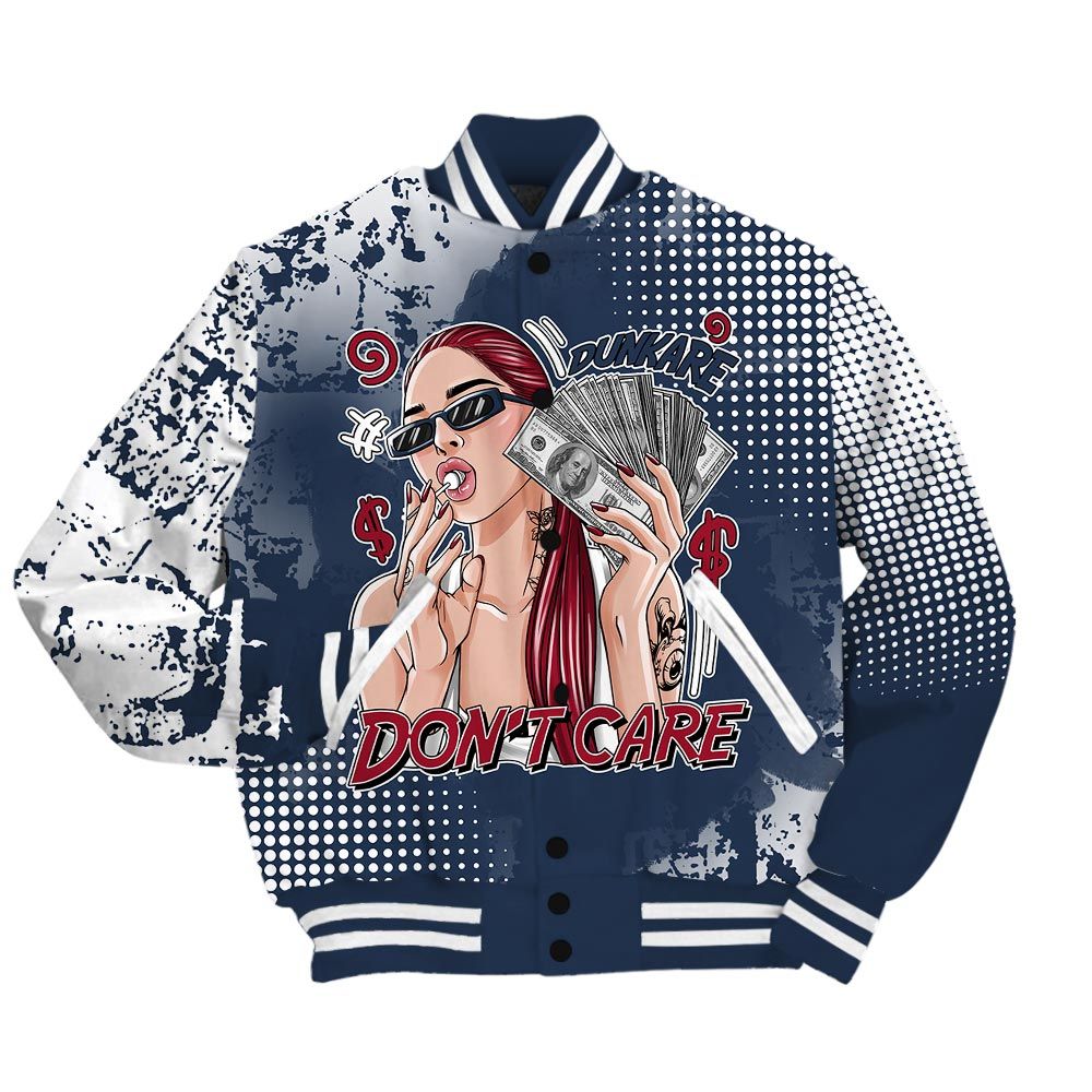 Varsity Jacket To Match Navy Blue 2024 6s - IDC Unique Glitch Dot Varsity Jacket Unisex