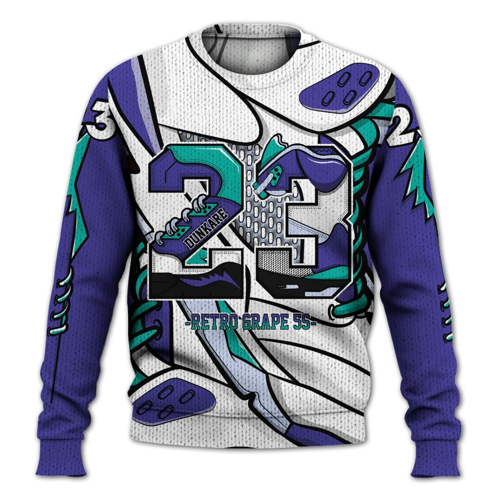 Sweater To Match Retro Grape 5s - Number 23 Style 5s Graphic