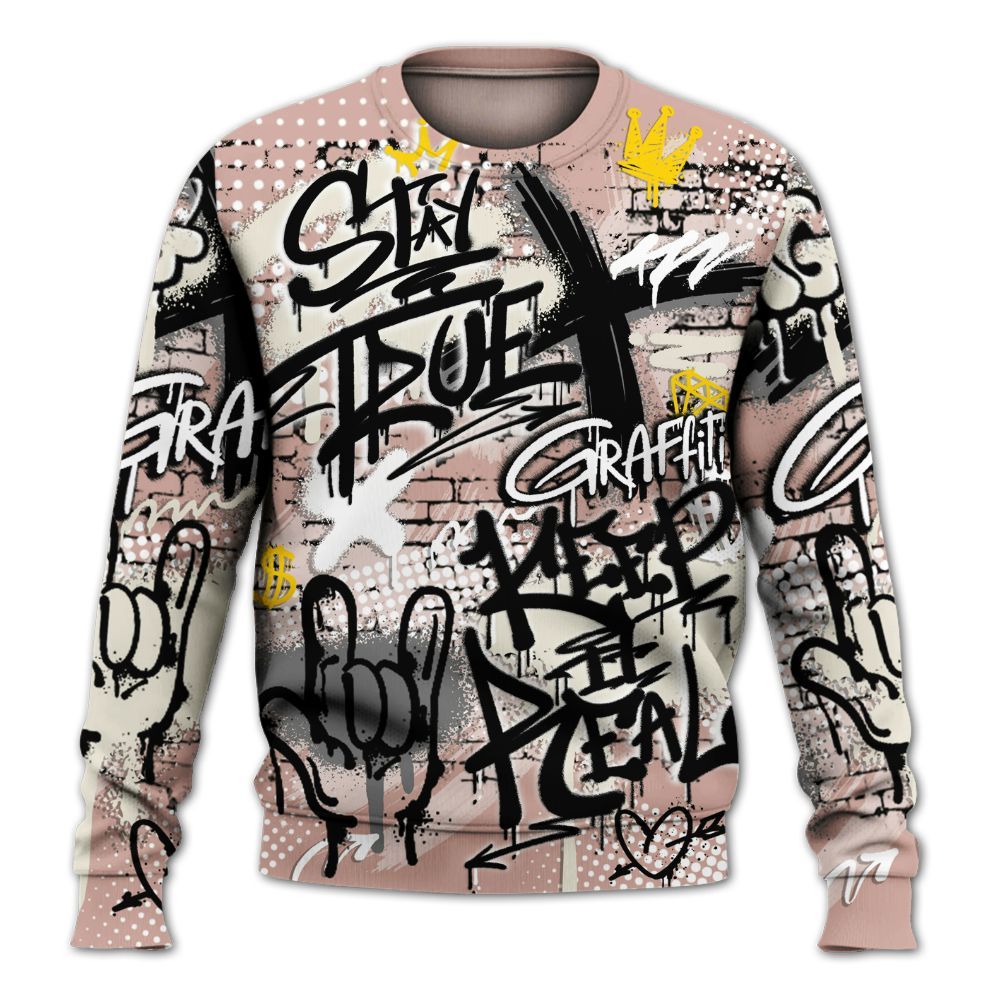 Sweatshirt To Match Air Force Low 1 Arctic Orange - True It Real Graffiti Streetwear All Over Print