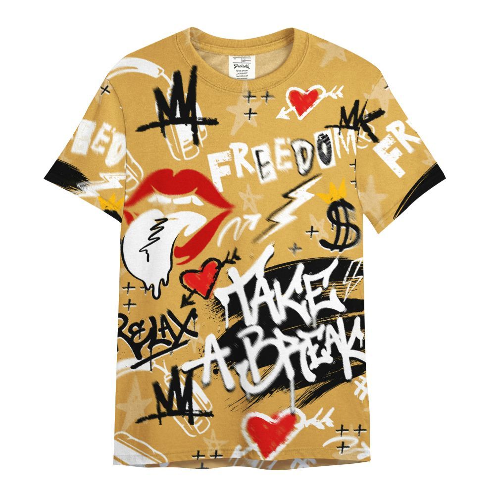 Shirt To Match Low OG Rookie Of The Year 1s - Take Break Freedom Graffiti Streetwear All Over Print