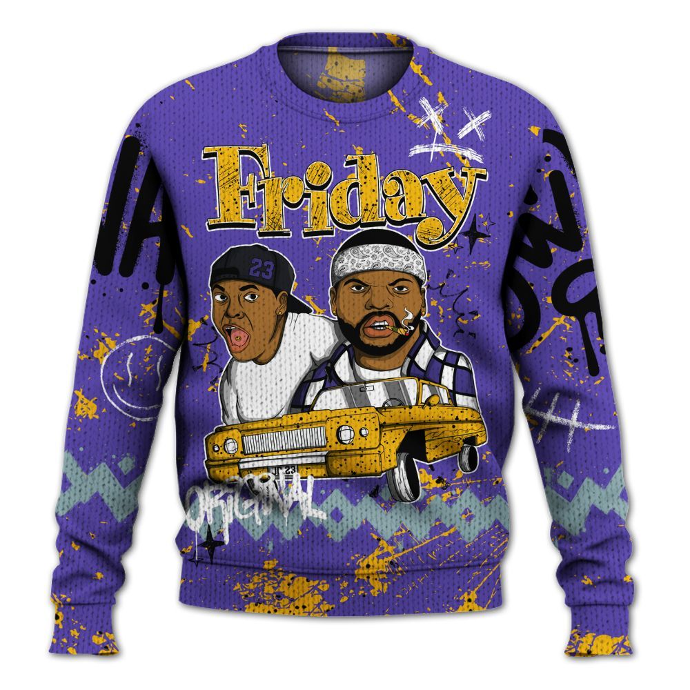 Sweater To Match Imperial Purple 4s - Friday Sneaker Crayon Graphic