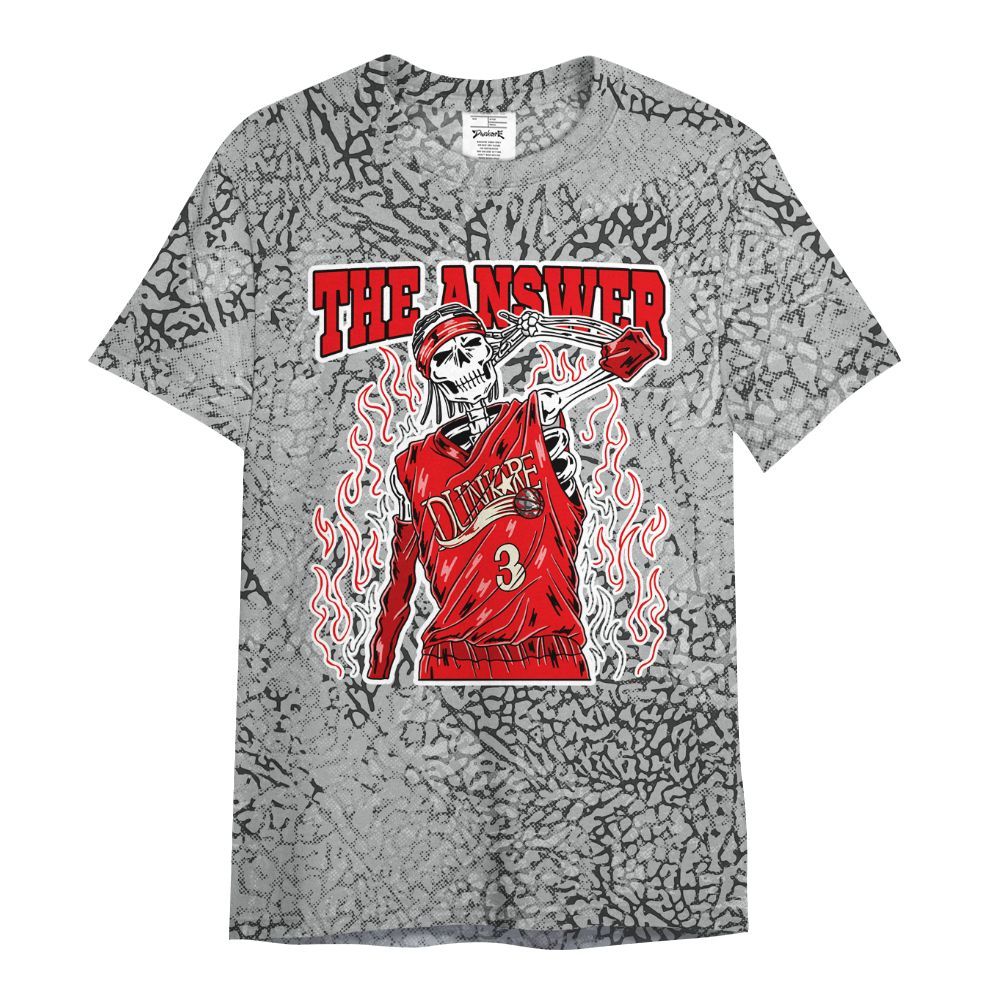 Shirt To Match Cement Grey 3s - Allen Answer Skeleton Heart All Over Print